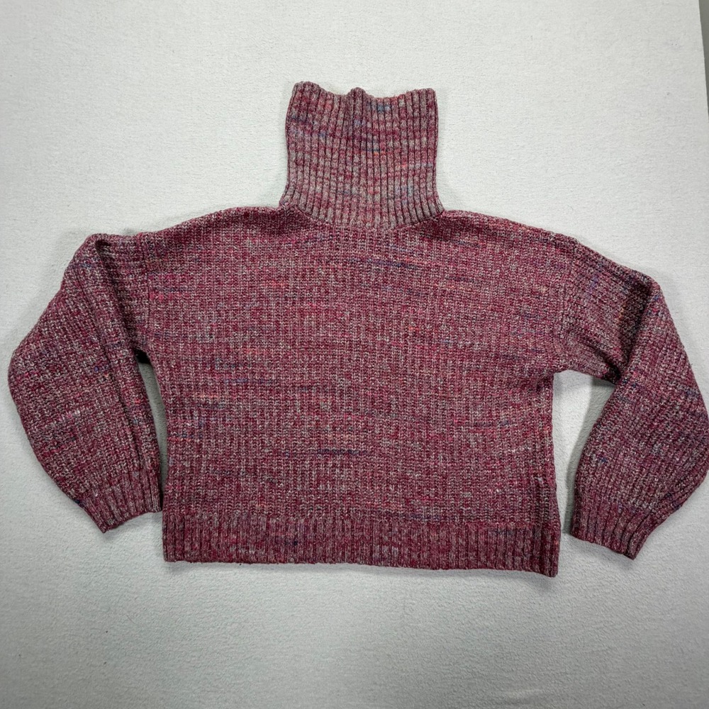 Old Navy Turtleneck Sweater Womens L Tall Good Burgundy Space Dye Ribbed Knit